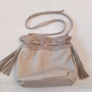 American Eagle Wander Made In Italy Drawstring Leather Bucket Bag